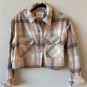 Rails Checkered Utility Jacket - Pink and Brown